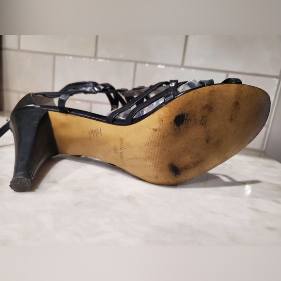 Nine West open toe strappy zip back high heel shoes Sz 7.5 - Picture 7 of 10